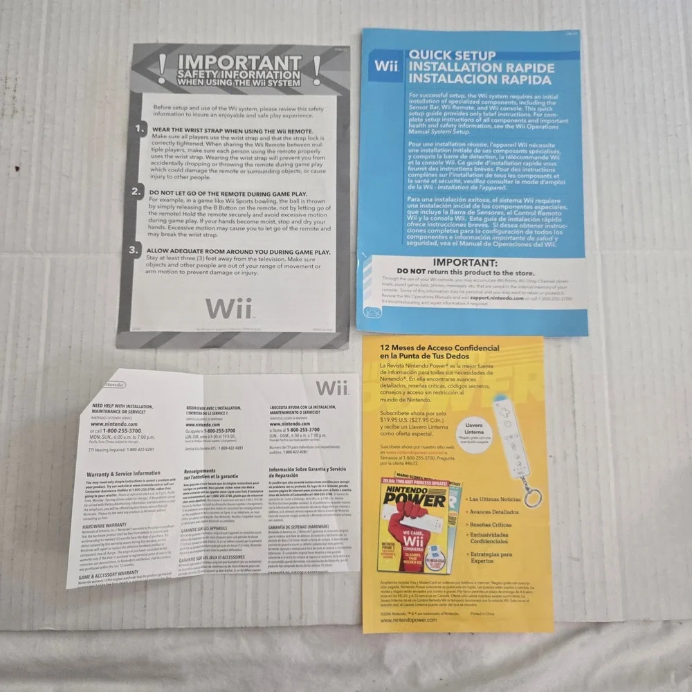 Nintendo Wii Original Manuals Inserts Sealed AV Cable Pack 2006 Vintage OEM